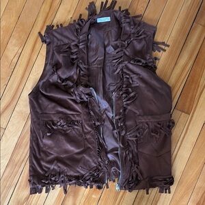 Brown Western Fringe Vest medium